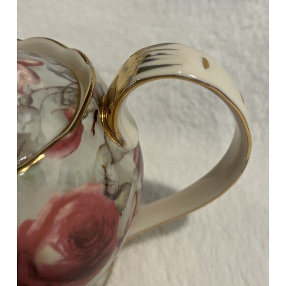 Coastline Imports ~ Peppertree Tea Ware ~ Fine Porcelain Tea Pot Pink Roses - Picture 6 of 9